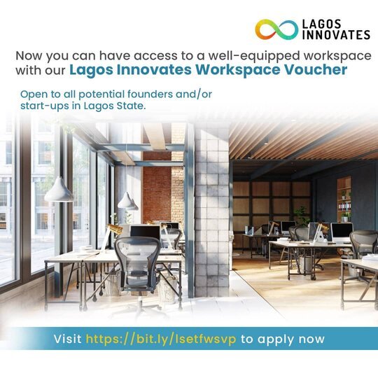Lagos Innovates Workspace Voucher Program 2021 for startups and founders in Lagos, Nigeria.