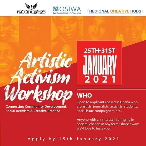 MoonGirls/OSIWA Artistic Activism Workshop 2021 in Accra, Ghana (Fully Funded skill-sharing programme)