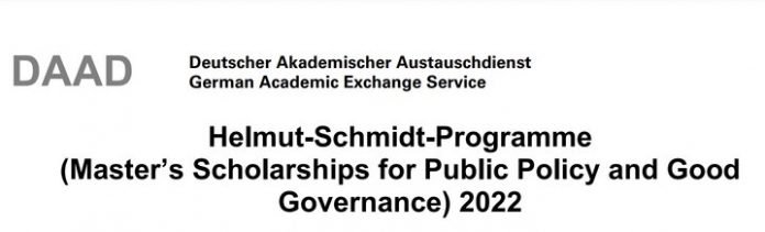 DAAD Helmut-Schmidt-Programme Master’s Scholarships 2022 for Public Policy and Good Governance for Study in Germany (Fully Funded)