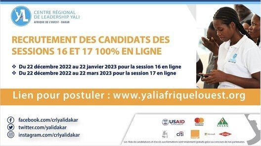 YALI Regional Leadership Center Dakar Online Cohort 16/17 Programme for young Africans.