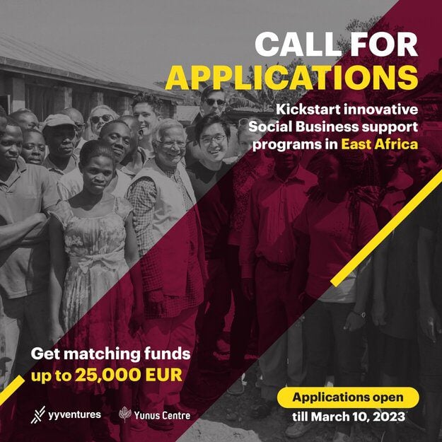 The YY Ventures East Africa Social Business Ecosystem Builders Program 2023 for young East African professionals (25,000 EURO in matching fund)