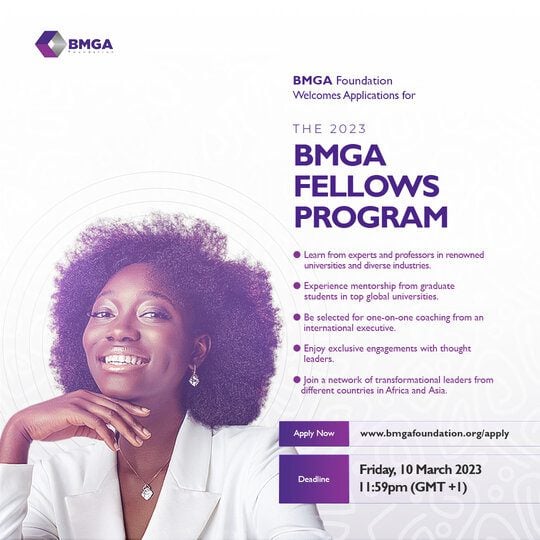 BMGA Foundation Fellows Program 2023 for young African women.