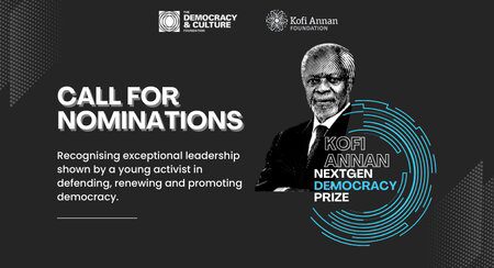The Kofi Annan NextGen Democracy Prize 2023 for young emerging Leaders. (USD 10,000 prize)