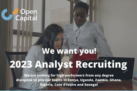 The Open Capital Analyst Program 2023 for young African graduates.