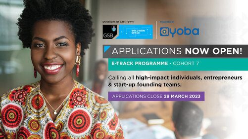 UCT GSB Solution Space e-Track Programme 2023 for entrepreneurs and early-stage startups.