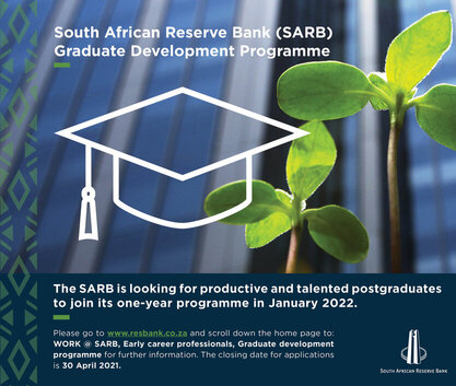 South African Reserve Bank (SARB) Graduate Development Programme 2024 for young South Africans.