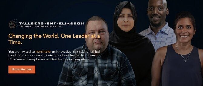 The Tällberg-SNF-Eliasson Global Leadership Prize 2023 for emerging leaders worldwide.
