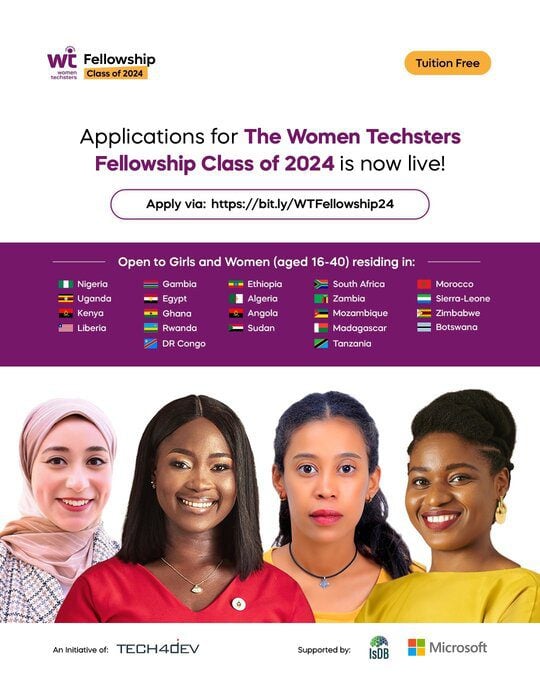 The Women Techsters Fellowship Program 2024 for young girls and women.