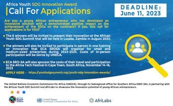 UNECA Africa Youth SDG Innovation Award 2023 for young African Entrepreneurs (Fully Funded to African Youth SDG Summit in Lusaka, Zambia)