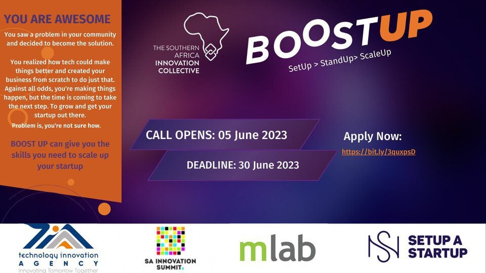 BOOST UP Startup Support Programme 2023 for startup entrepreneurs in Southern Africa