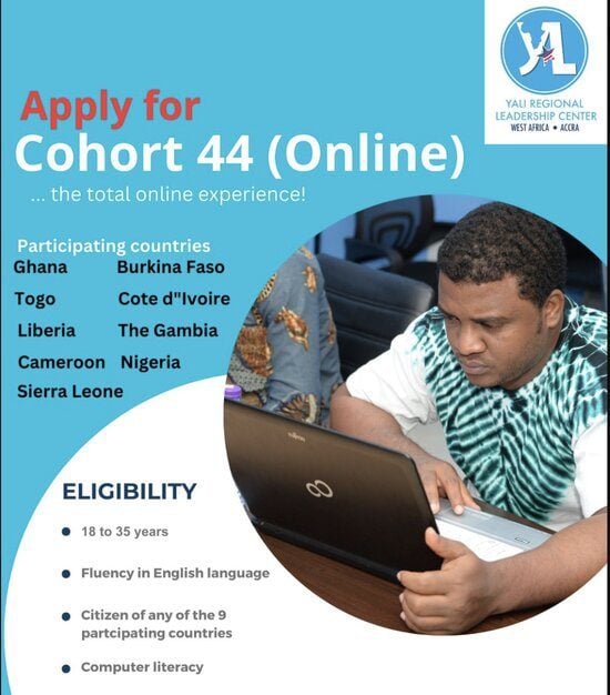 YALI RLC West Africa Emerging Leaders Program – Cohort 44 (online) in Accra, Ghana (Fully Funded)