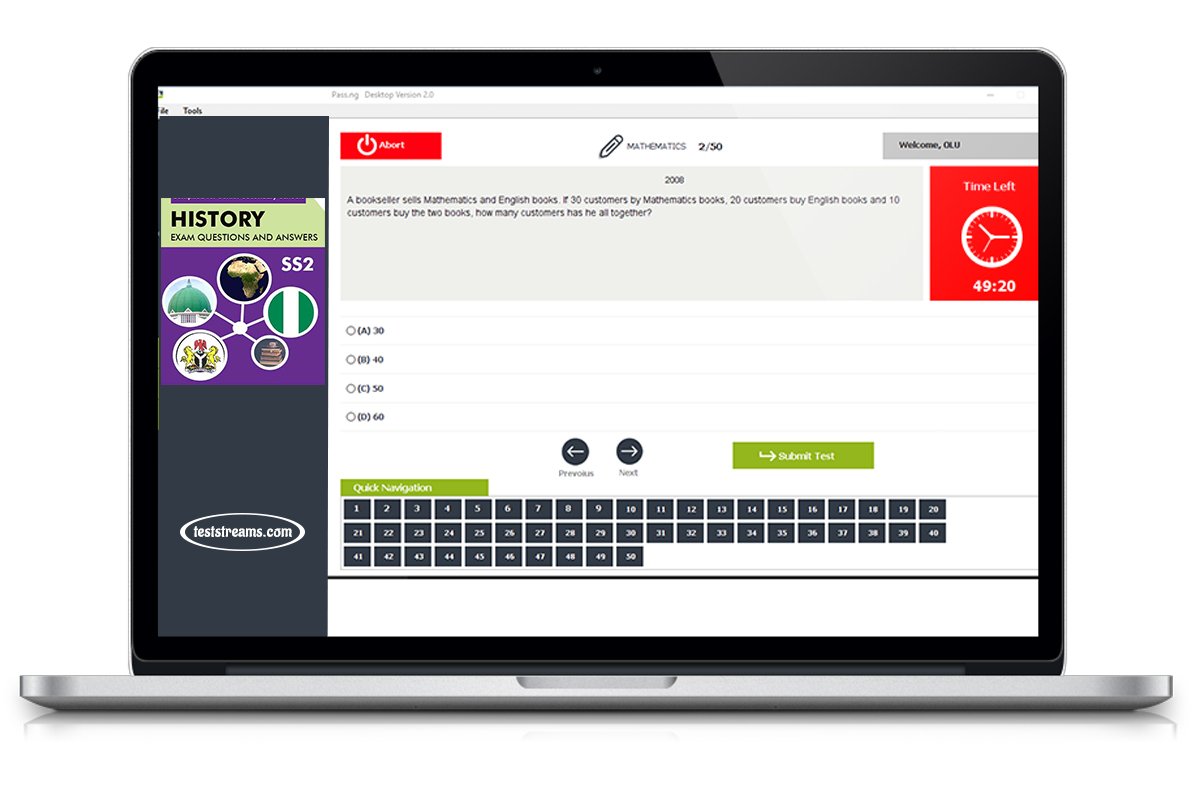 SS2 History Mock Exam Questions Online Practice Teststreams CBT Practice