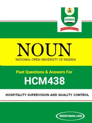 NOUN HOSPITALITY SUPERVISION AND QUALITY CONTROL